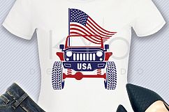 4th of July American Flag Jeep Wrangler shirt design Product Image 2