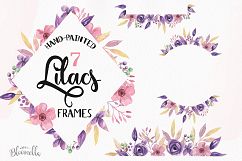 Lilacs Frames Watercolor Clipart Border Flowers Pink Purple Florals Product Image 1