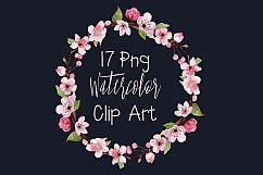 17 Watercolor Cherry Blossom ClipArt Product Image 1