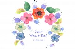 Watercolor Flowers Wedding Wreath Clipart Hand Painted Product Image 2