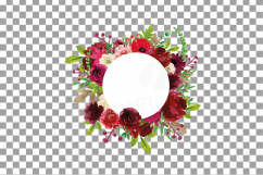 Boho bordo floral frames watercolor clip art pack, burgundy Product Image 6
