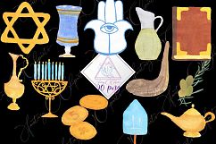Hand Drawn Watercolor Hanukkah Clipart Product Image 1