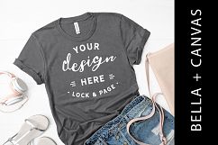 Asphalt Bella Canvas 3001 T Shirt Mockup Styled Flat Lay Product Image 1