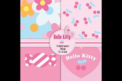 14 Kid Birthday Party Hello Kitty Digital Papers Product Image 4