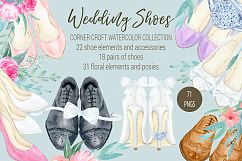Watercolor Collection wedding shoes, wedding shoes clipart Product Image 1