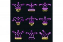 Jester icon set vector neon Product Image 1