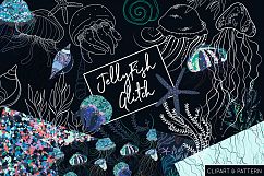 Jelly Fish Clipart and Pattern Collection - JellyFish Product Image 1
