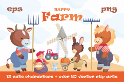 Happy Farm. Cute animals and harvest. Product Image 1