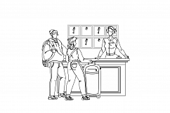 At Hotel Reception Registering Guest Couple Vector Product Image 1