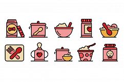 Baby kitchen icons vector flat Product Image 1