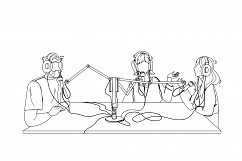 Radio Broadcast People Recording In Studio Vector Product Image 1