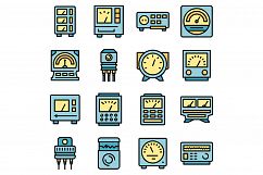 Voltage regulator icons set vector flat Product Image 1