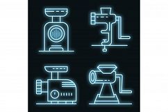 Meat grinder icons set vector neon Product Image 1