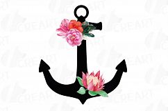 Floral anchor clip art collection, watercolor floral anchor, Nautical anchor Files Vector Illustrator, PNG, EPS, JPG files included Product Image 2