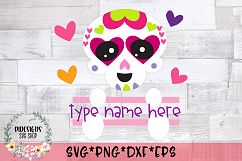 Valentine&#039;s Sugar Skull Split Name Monogram SVG Cut File Product Image 2