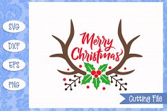 Merry Christmas Antlers Christmas SVG File Product Image 1