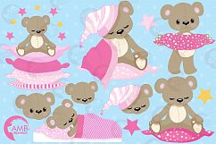 Teddy bear, nursery, baby girl, baby pink bear, clipart, graphics, llustrations AMB-981 Product Image 5