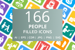 166 People Filled Round Corner Icons Product Image 1