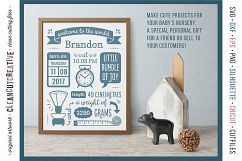 BIRTH STATS TEMPLATE - Baby Birth Announcement - SVG DXF EPS PNG - Cricut &amp; Silhouette - clean cutting files Product Image 3