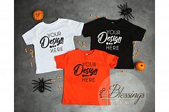 Halloween Mockup White, Black, Orange Childrens T Shirt Fall Product Image 1