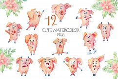 Cute Christmas pigs with decor elements for New Year 2019 Product Image 2