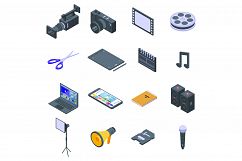 Video editing icons set, isometric style Product Image 1