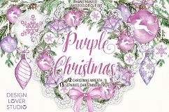 Watercolor &quot;Purple Christmas&quot; clip arts Product Image 1