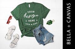 Heather Grass Green Bella Canvas 3001 T Shirt Mockup Product Image 1