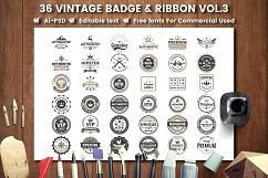 36 VINTAGE BADGE &amp; RIBBON Vol.3 Product Image 1