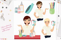 Woman crafter character clip art (L277 Vivian) Product Image 1