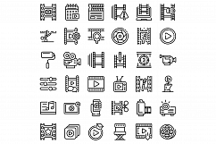 Video editing icons set, outline style Product Image 1