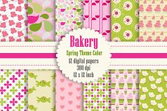 12 Bakery Digital Papers in Spring Flower Theme Color Product Image 1