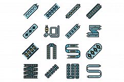 Led strip lights icons set vector flat Product Image 1