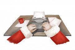 Santa Claus writes letter hand painting vector Product Image 1