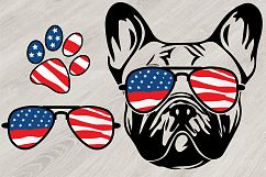Bulldog USA Flag Glasses Paw, Head French Dog 4th July 827S Product Image 1