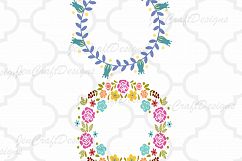 Floral SVG Flower Wreath SVG, Roses Monogram Frame SVG Product Image 2