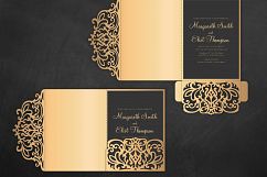 Laser cut wedding invitation Set, 5x7, Cricut Template, Gate Fold, Tri fold pocket Envelope, Bellyband - SVG, DXF, Cricut, Silhouette Cameo Product Image 4