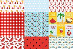 Watermelon digital papers, Picnic papers, Watermelon scrapbook papers, Red and green Watermelon Patterns, Printable papers, Planner sticker  Product Image 3