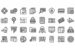 Cipher icons set, outline style Product Image 1