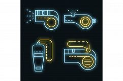 Whistle icon set vector neon Product Image 1