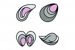 Mussels icons set vector flat Product Image 1