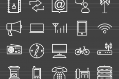 140 IT &amp; Communication Line Inverted Icons Product Image 2