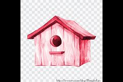 100 Watercolor Wooden Bird House Clip Arts, Rustic Scrapbook Product Image 4
