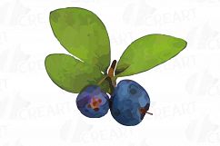Watercolor blueberry, branch and leaves vector clip art pack Product Image 8