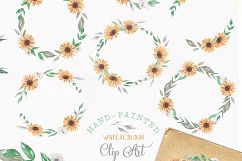 Watercolor Flowers Sunflower Florals Patterns Bouquets Frames Clipart  Product Image 3