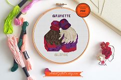 Blonde and brunette Cross Stitch pattern PDF Blondie brownie Product Image 1