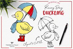 Hand Drawn Rainy Day Duckling - Clipart &amp; Cut File PNG SVG Product Image 1