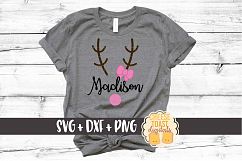 Personalized Girl Reindeer with Bow - Christmas SVG File Product Image 1