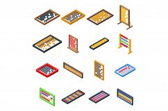 Abacus icons set, isometric style Product Image 1