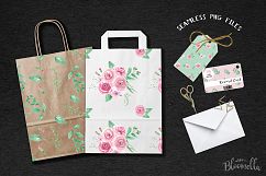 Rose Garden Watercolor Flower Pink Clipart Floral Frames Patterns Package Product Image 6